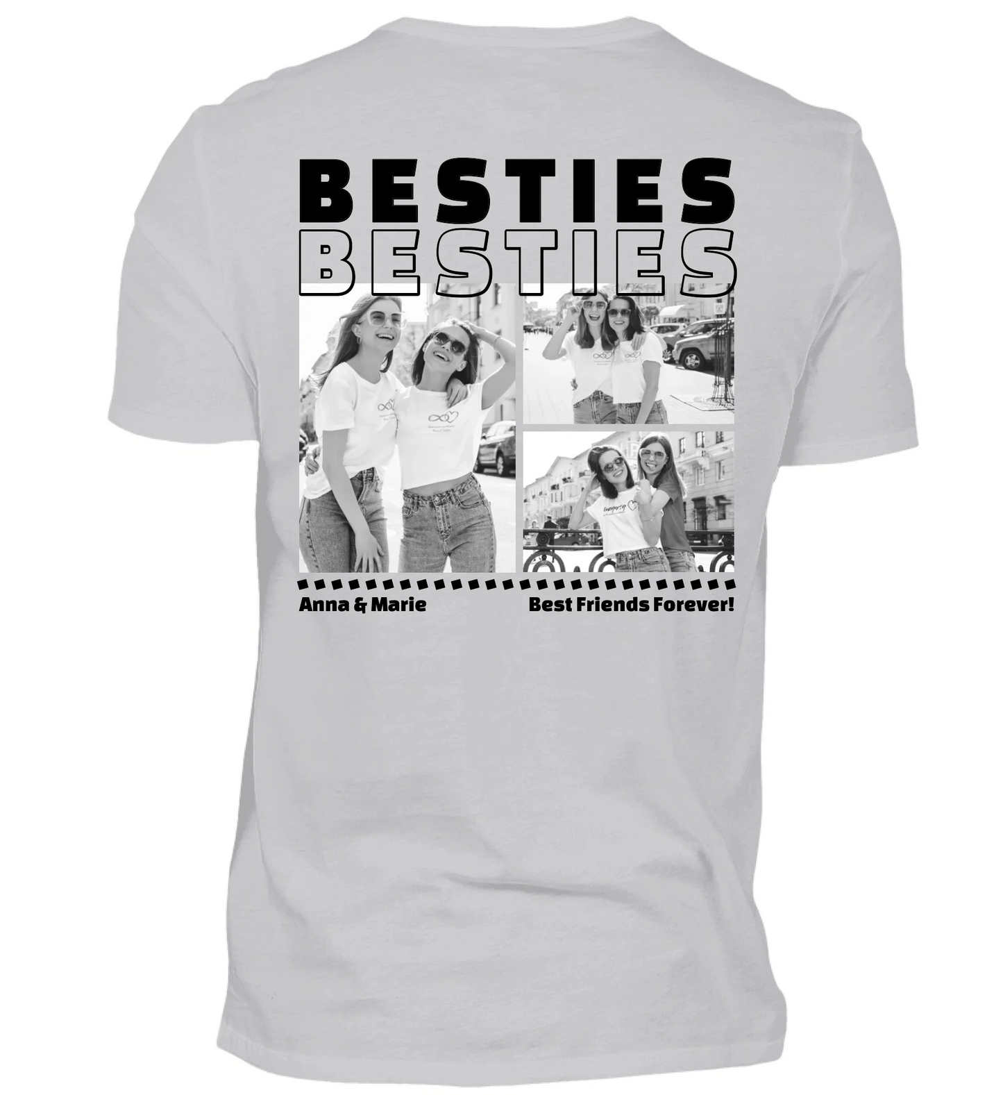 Mit Fotos und Text personalisierbares graues T-Shirt