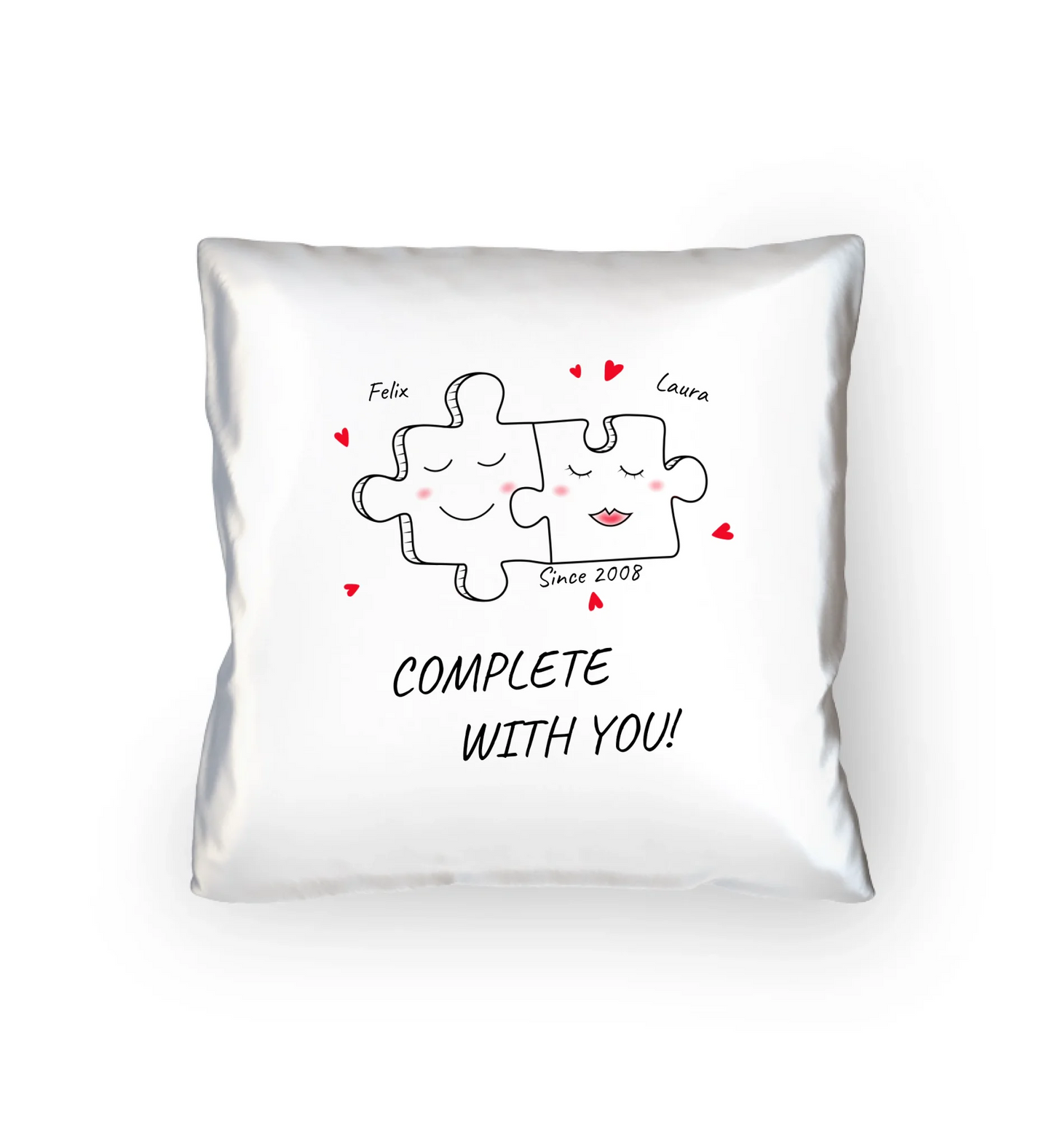 "Perfect Match" Puzzle - Personalisierbar mit Namen, Datum & Spruch - Kissen 40x40cm