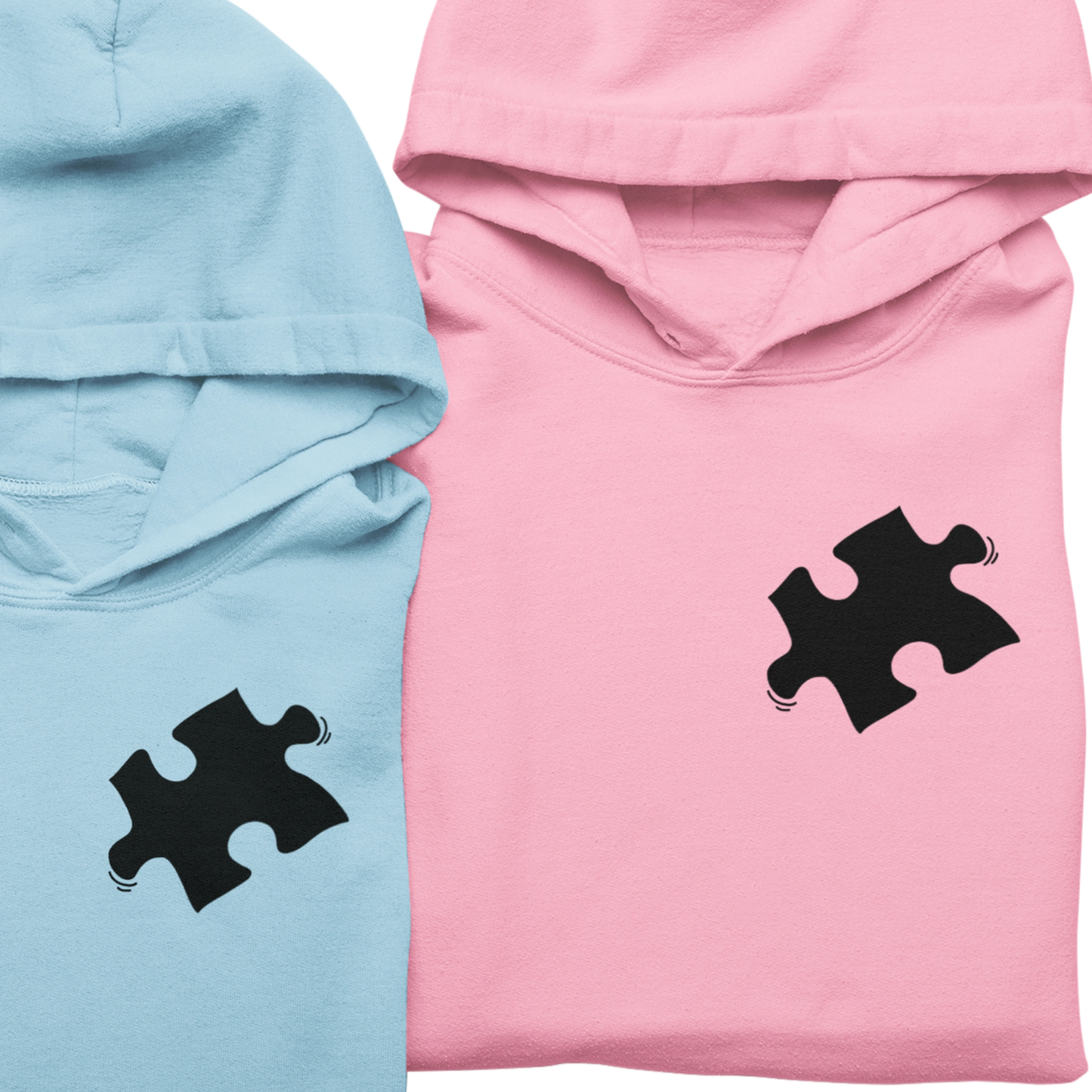 Hoodie Set - Papa Herz in Schwarz | Kind Puzzlestück mit Farbwahl