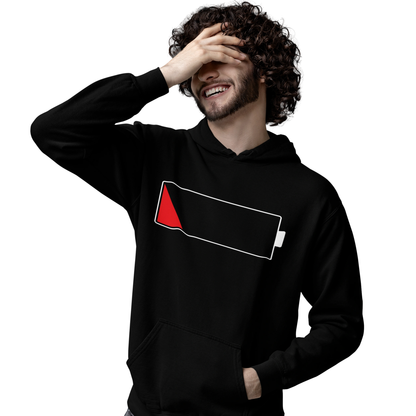 Set Herren Hoodie & Baby Langarmshirt | Akku leer vs. Akku voll