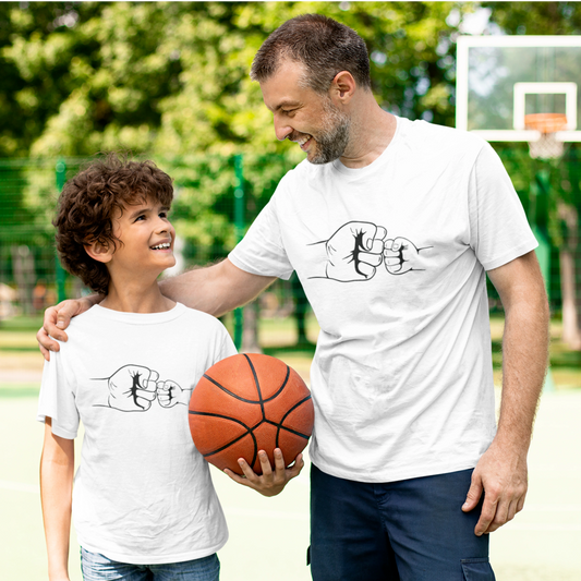 T-Shirt Set Papa & Kind | Faustcheck | Weiß