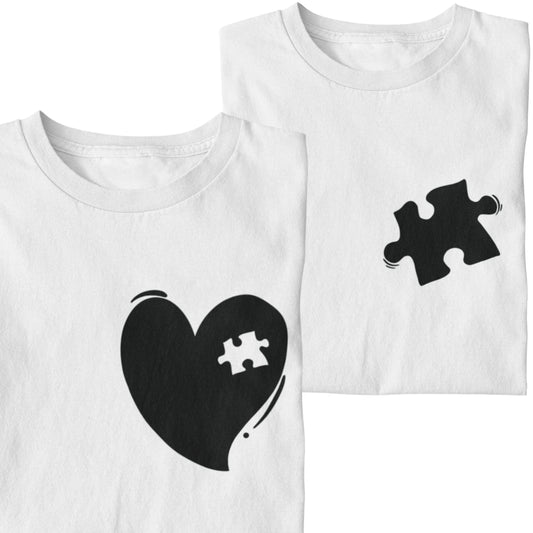 T-Shirt Set Mama & Kind | Herz + Puzzlestück | Weiß