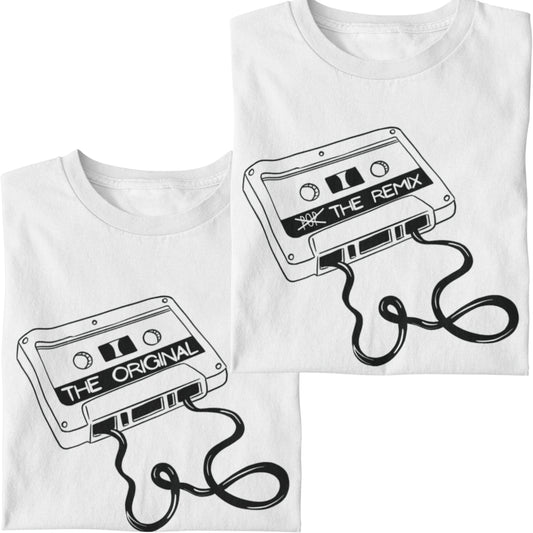 T-Shirt Set Papa & Kind | The Original & The Remix | Weiß