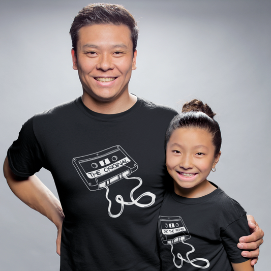 T-Shirt Set Papa & Kind | The Original & The Remix | Schwarz