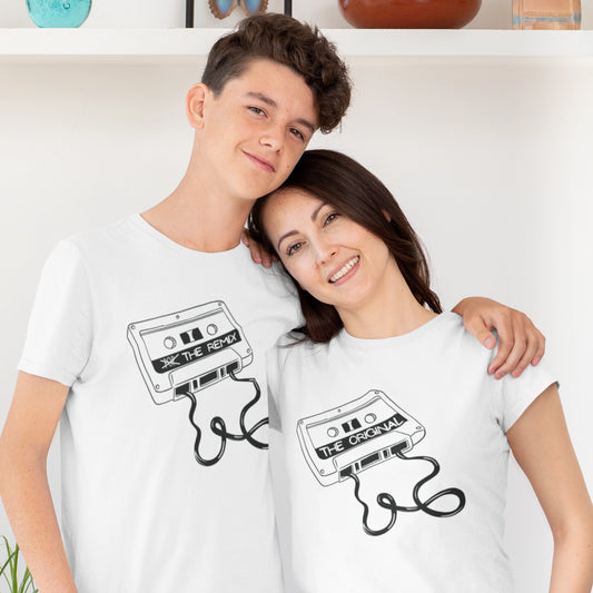 T-Shirt Set Mama & Kind | The Original & The Remix | Weiß