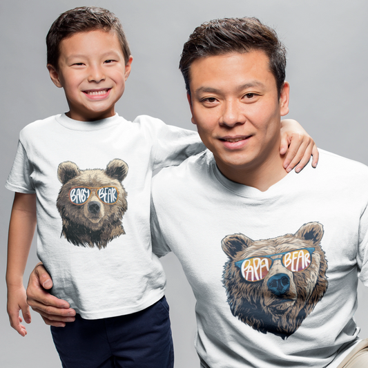 T-Shirt Set Papa & Kind | Papa & Baby Bear | Weiß