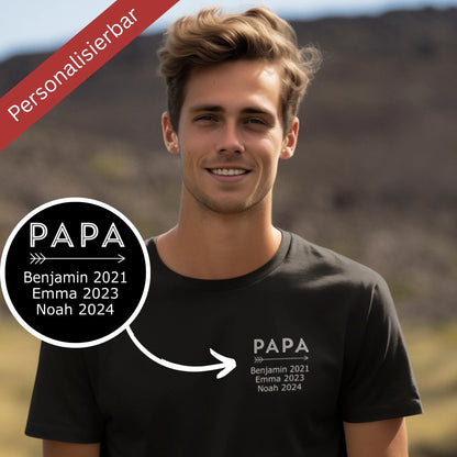 Person trägt schwarzes personalisierbares T-Shirt