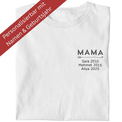 Gefaltetes weißes personalisierbares T-Shirt mit 'MAMA'-Aufschrift