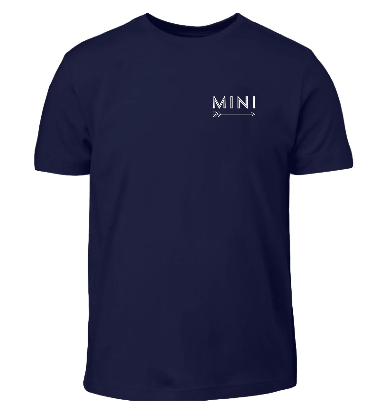 Marineblaues personalisierbares Kinder T-Shirt mit 'MINI'-Aufschrift
