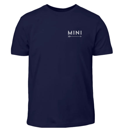 Marineblaues personalisierbares Kinder T-Shirt mit 'MINI'-Aufschrift