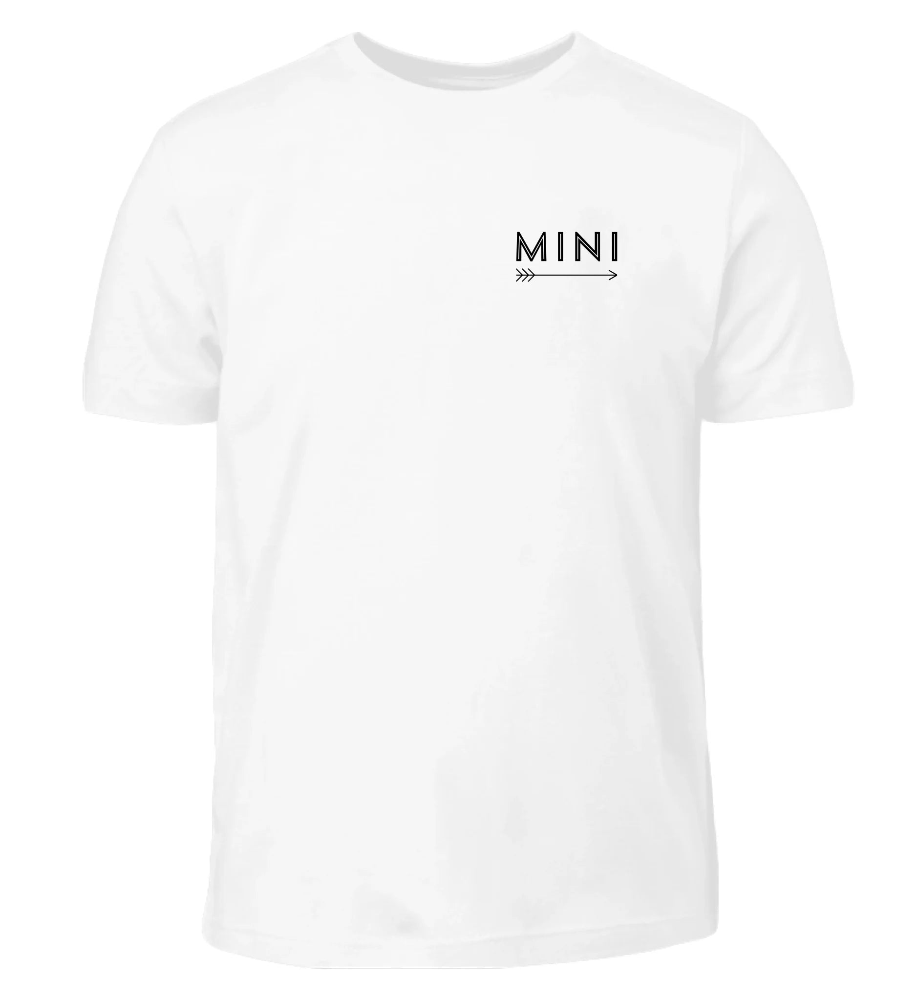 Weißes personalisierbares Kinder T-Shirt mit 'MINI'-Aufschrift
