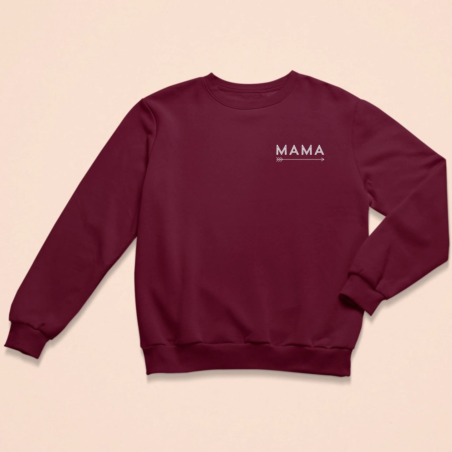 Weinroter personalisierbarer Sweater mit 'MAMA'-Aufschrift