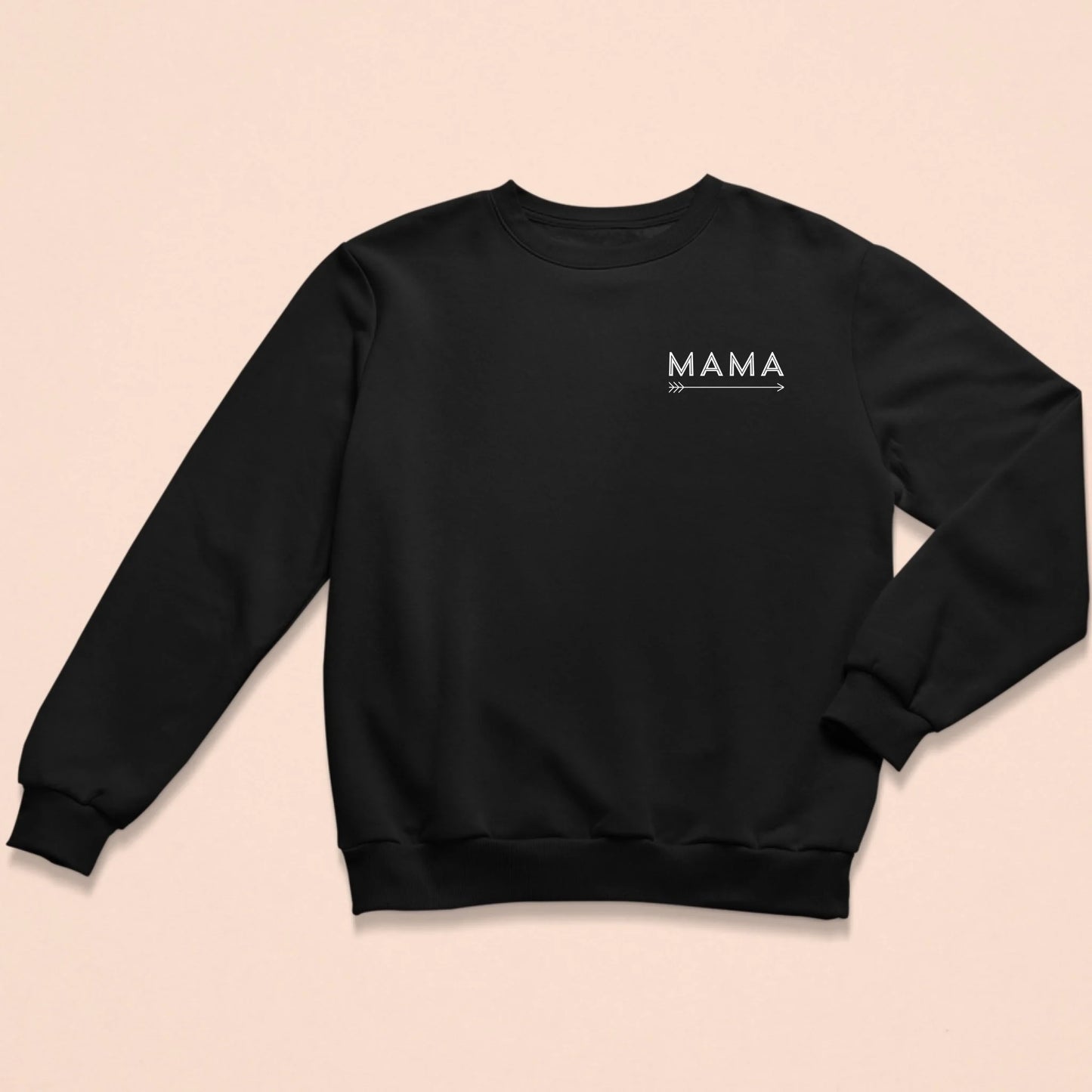 Schwarzer personalisierbarer Sweater mit 'MAMA'-Aufschrift