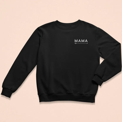 Schwarzer personalisierbarer Sweater mit 'MAMA'-Aufschrift
