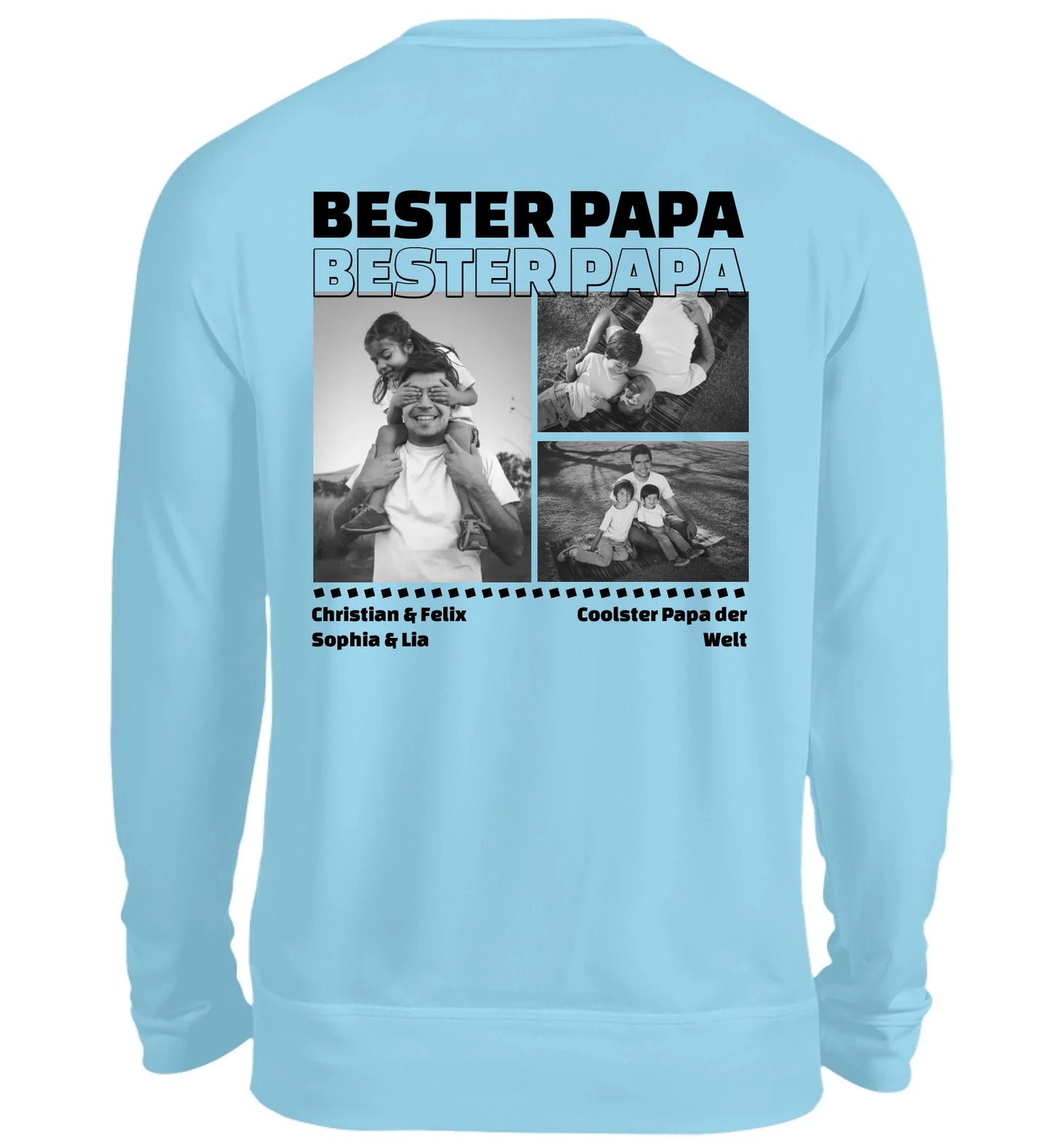 Mit Fotos personalisierbarer hellblauer Sweater 