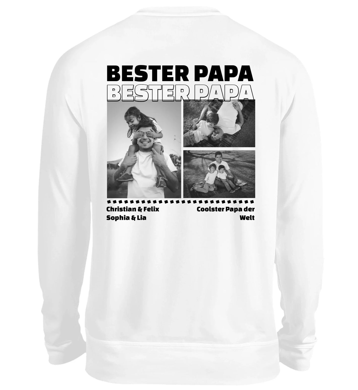Mit Fotos personalisierbarer weißer Sweater