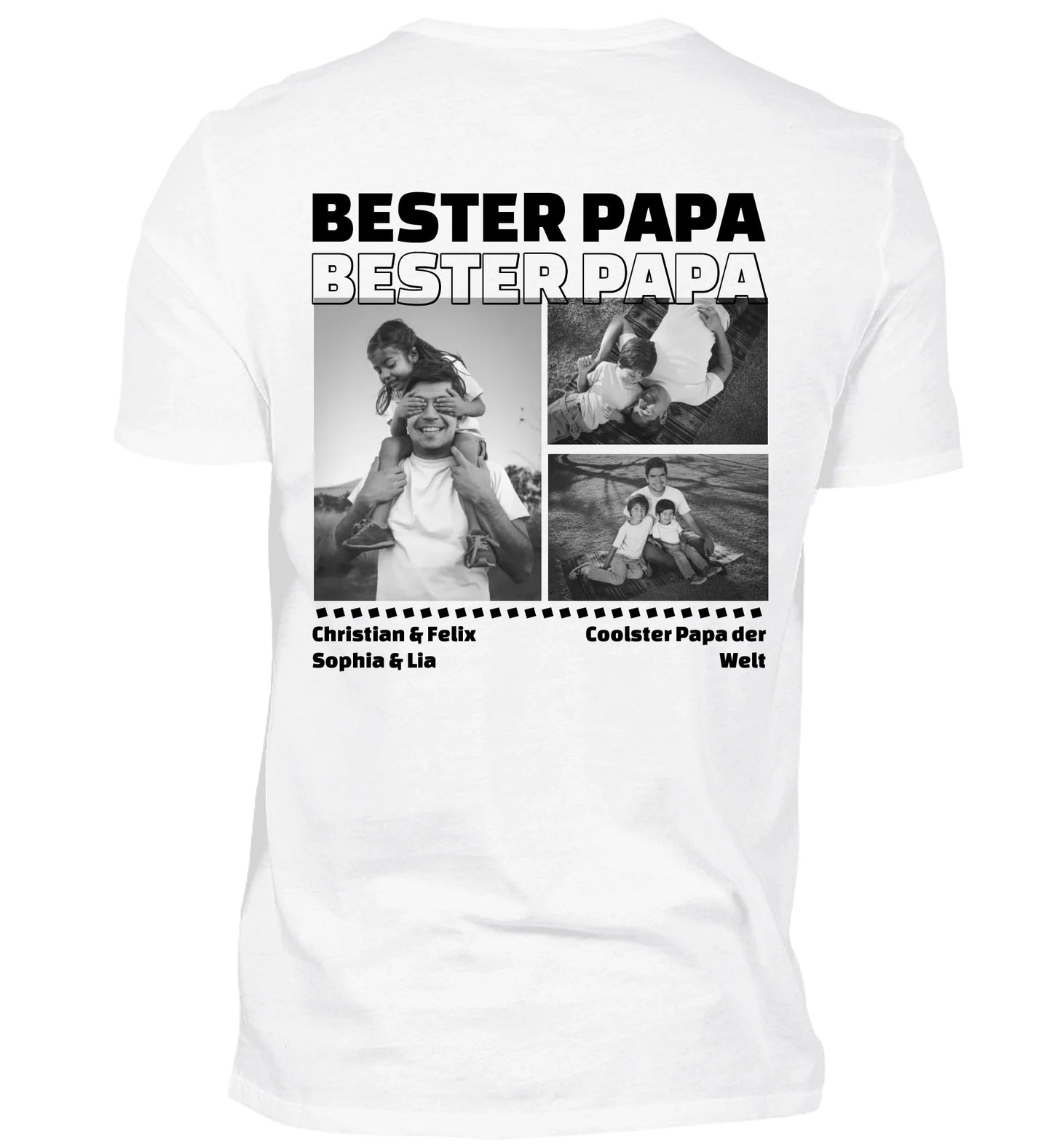 Mit Fotos und Text personalisierbares weißes T-Shirt