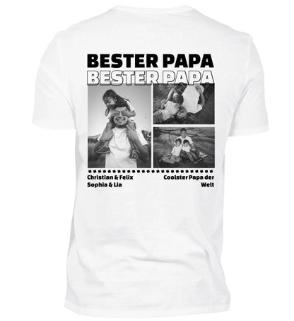 Mit Fotos und Text personalisierbares weißes T-Shirt