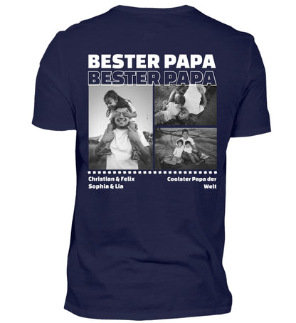 Mit Fotos und Text personalisierbares marineblaues T-Shirt