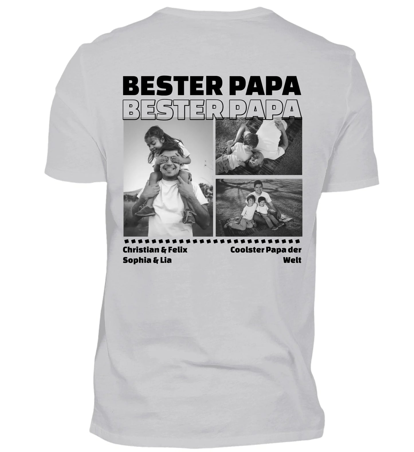 Mit Fotos und Text personalisierbares graues T-Shirt