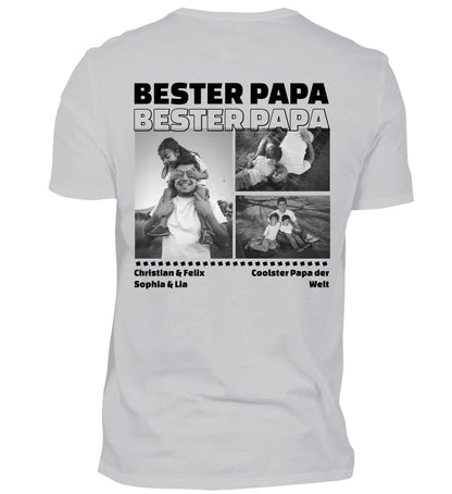 Mit Fotos und Text personalisierbares graues T-Shirt