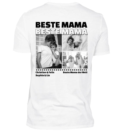 Mit Fotos und Text personalisierbares weißes T-Shirt