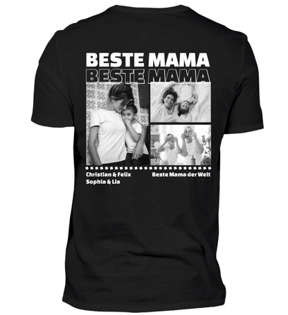 Mit Fotos und Text personalisierbares schwarzes T-Shirt