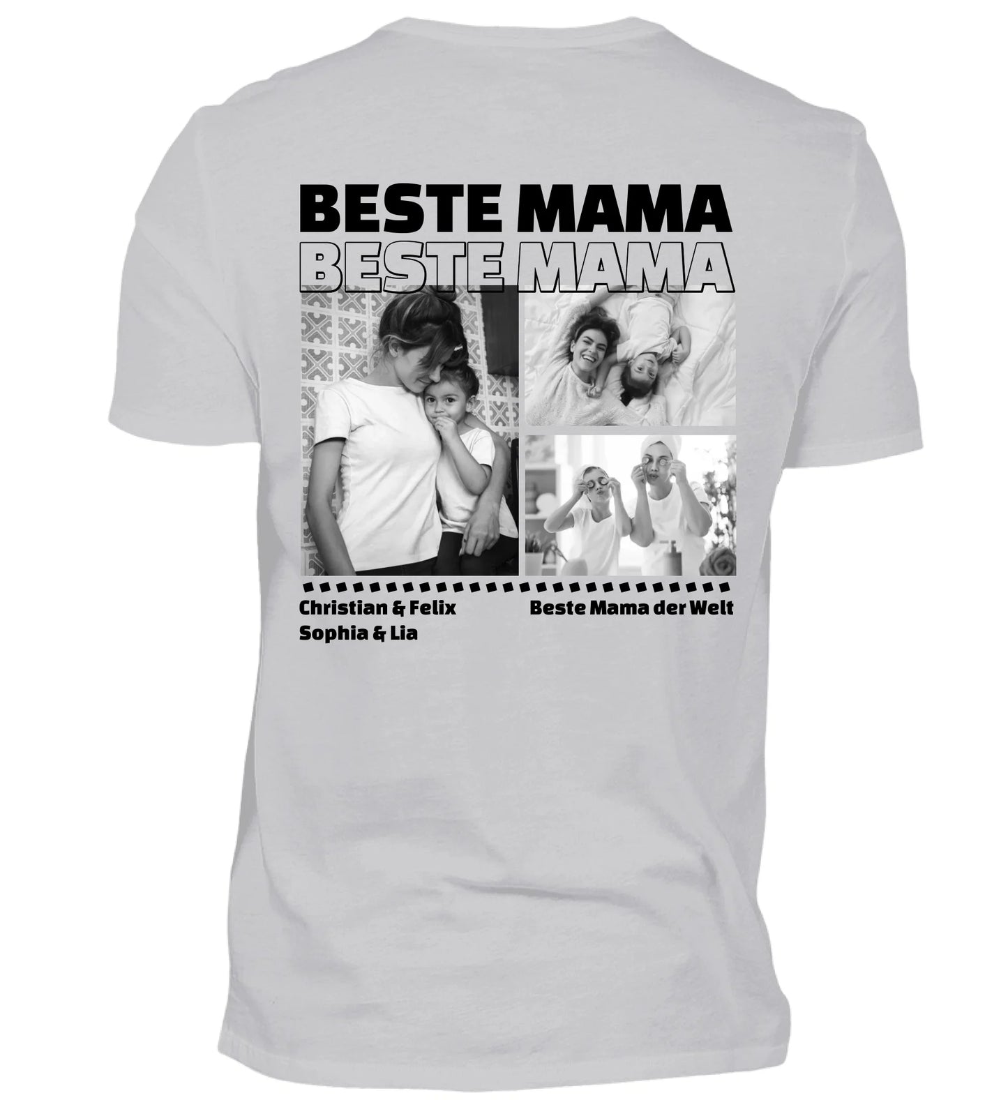 Mit Fotos und Text personalisierbares graues T-Shirt