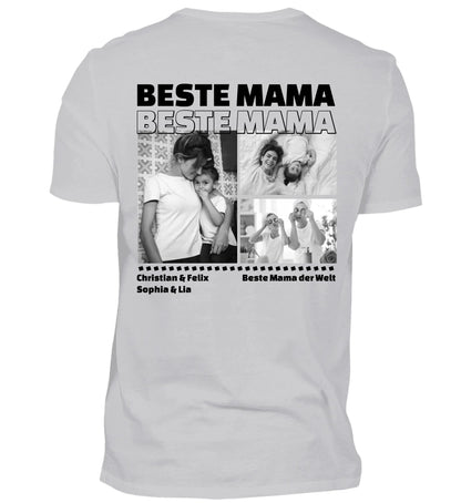 Mit Fotos und Text personalisierbares graues T-Shirt