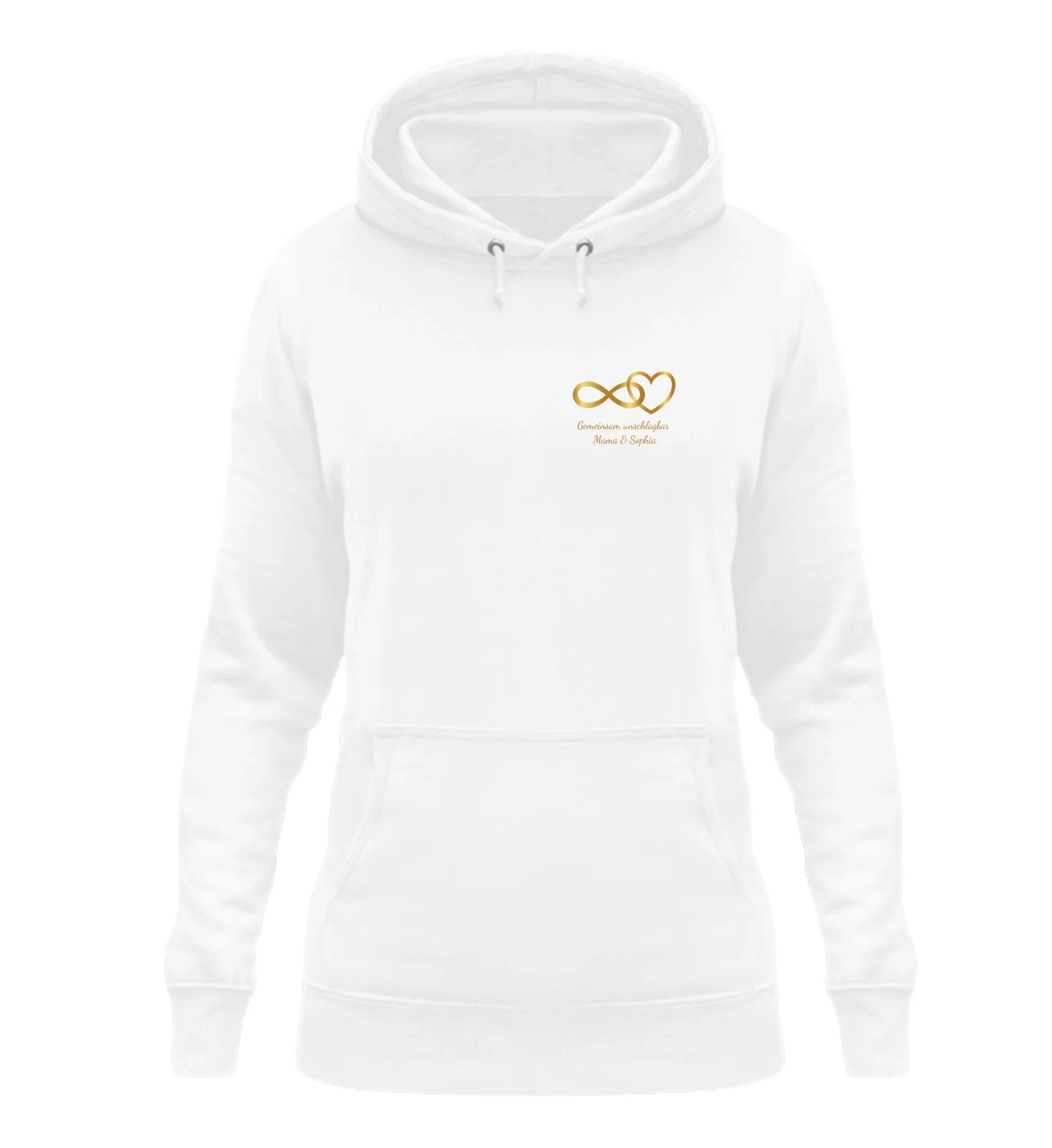 Weißer personalisierbarer Hoodie mit 'MAMA'-Aufschrift