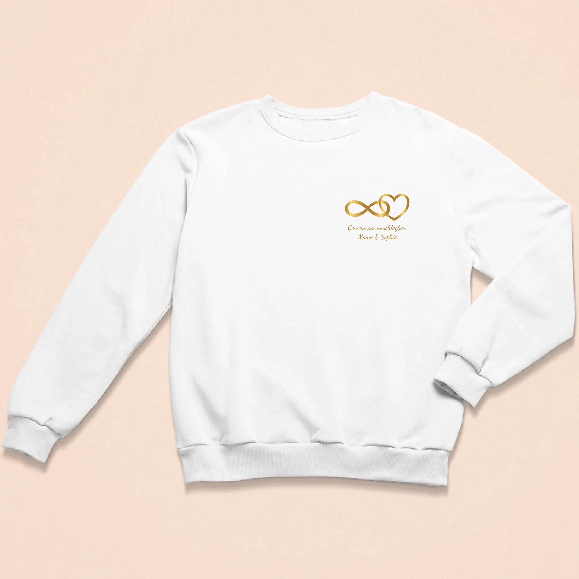 Weißer personalisierbarer Sweater mit 'MAMA'-Aufschrift