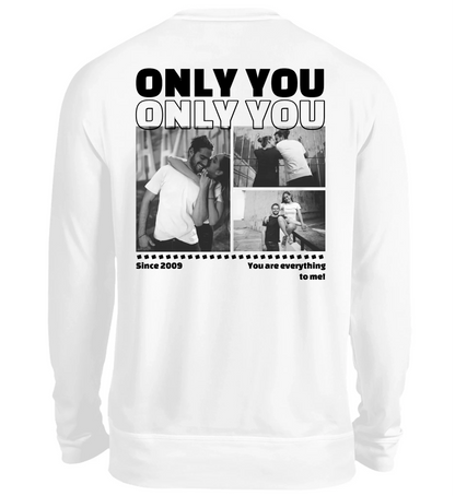 Mit Fotos personalisierbarer weißer Sweater