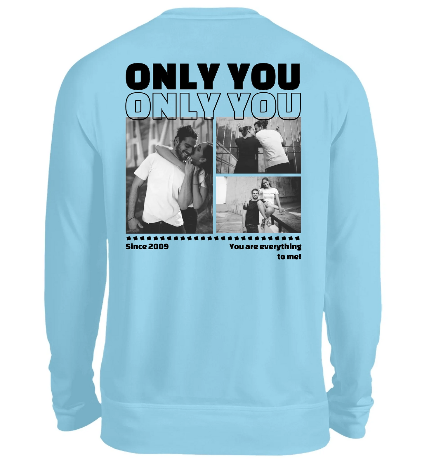Mit Fotos personalisierbarer hellblauer Sweater 