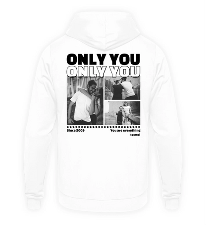 Mit Fotos personalisierbarer weißer Hoodie