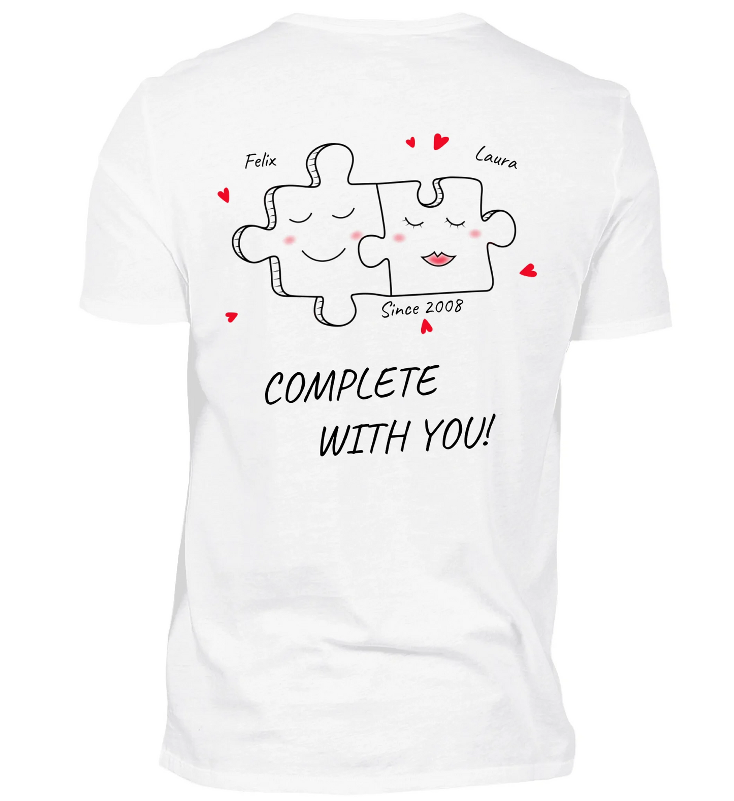 Mit Fotos und Text personalisierbares weißes T-Shirt