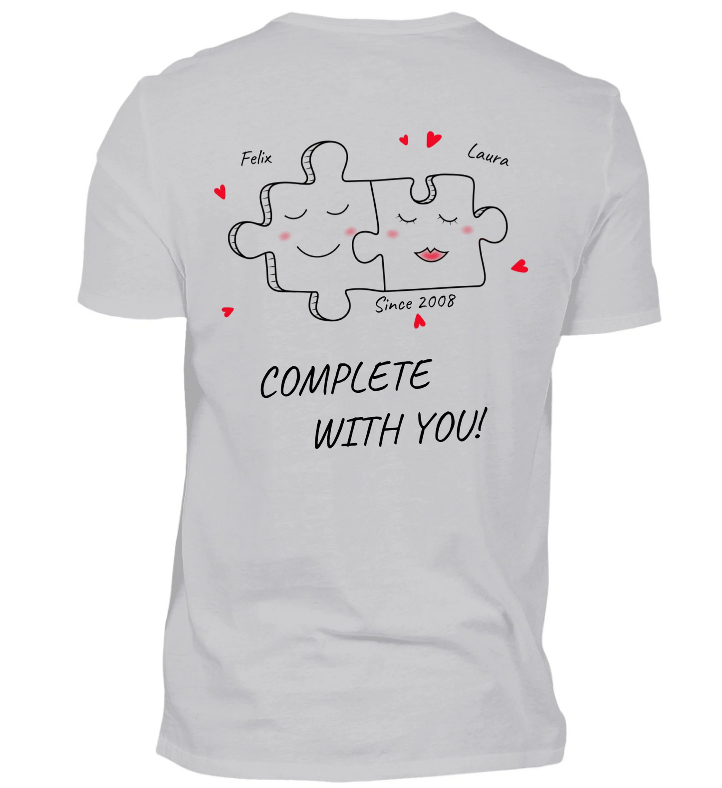 Mit Fotos und Text personalisierbares graues T-Shirt