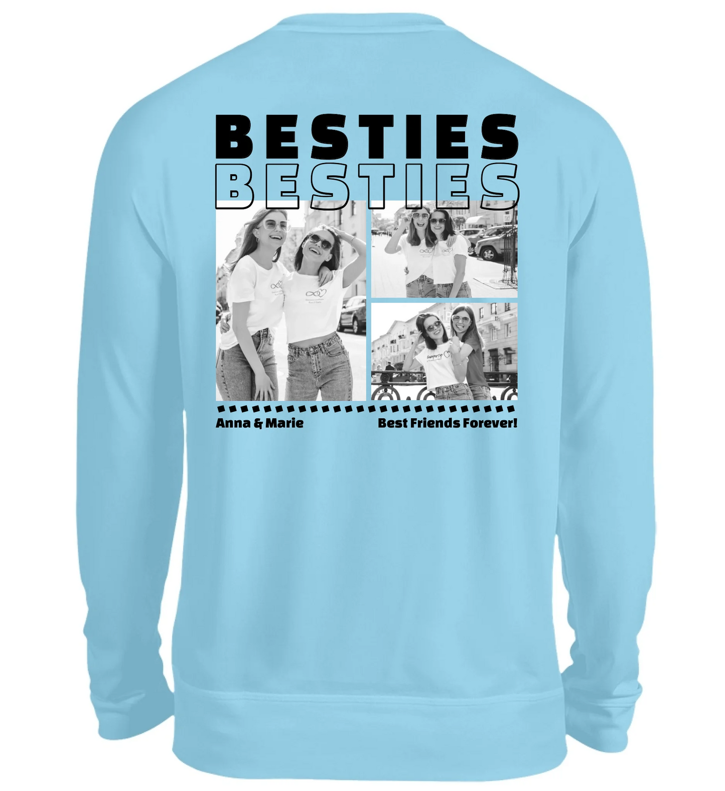 Mit Fotos personalisierbarer hellblauer Sweater 