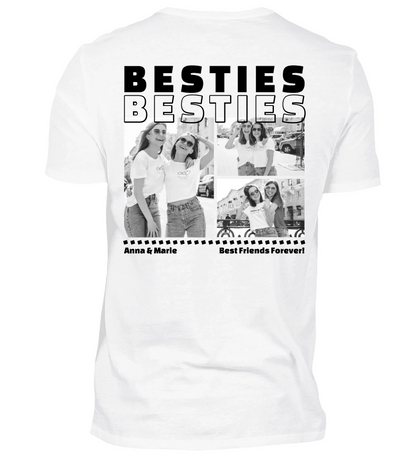 Mit Fotos und Text personalisierbares weißes T-Shirt