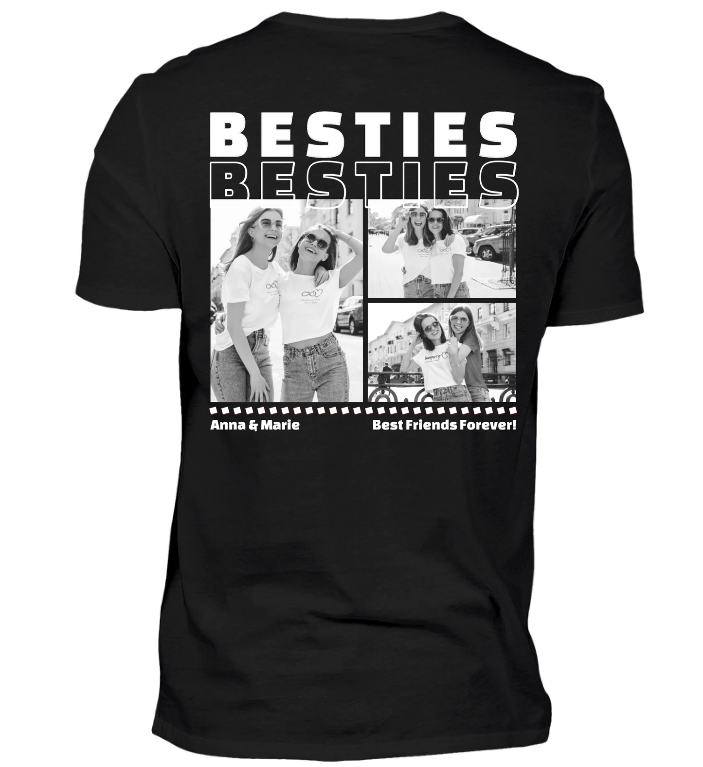 Mit Fotos und Text personalisierbares schwarzes T-Shirt