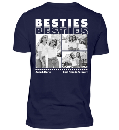 Mit Fotos und Text personalisierbares marineblaues T-Shirt