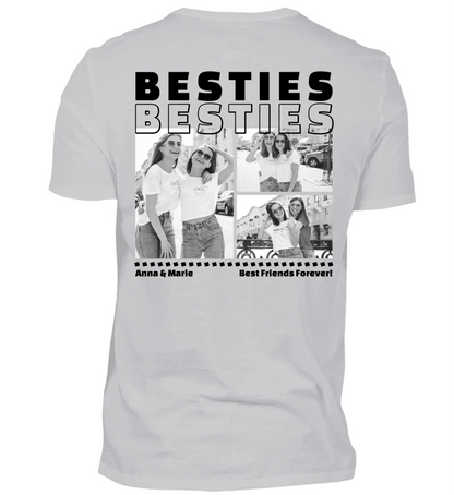 Mit Fotos und Text personalisierbares graues T-Shirt