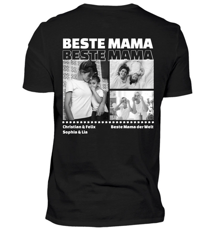 Mit Fotos und Text personalisierbares schwarzes T-Shirt