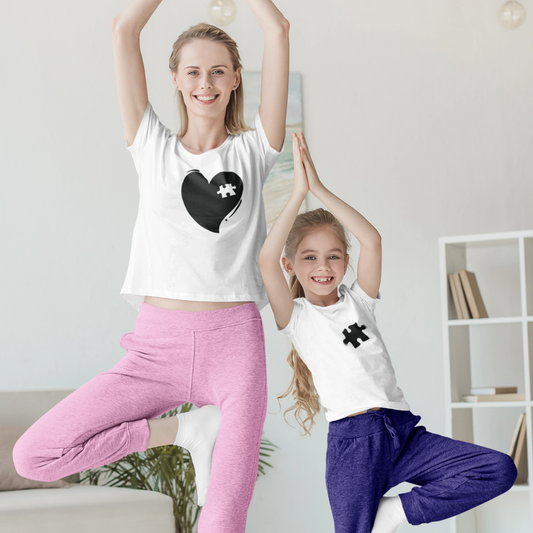 T-Shirt Set Mama & Kind | Herz + Puzzlestück | Weiß