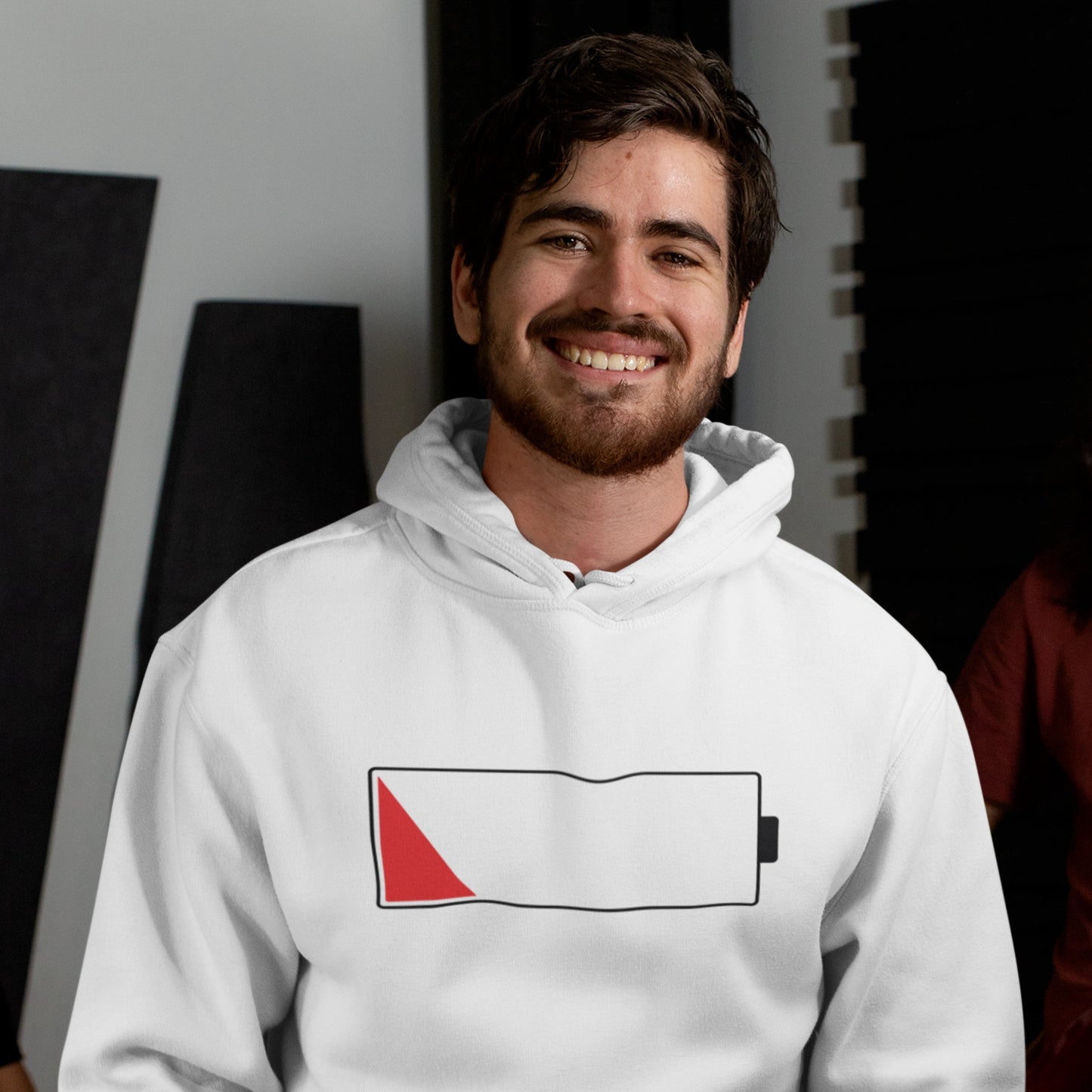 Set Herren Hoodie & Baby Langarmshirt | Akku leer vs. Akku voll