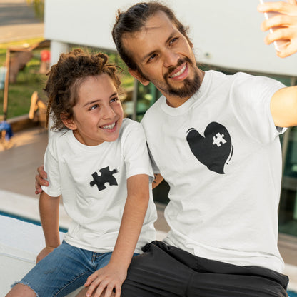 T-Shirt Set Papa & Kind | Herz + Puzzlestück | Weiß