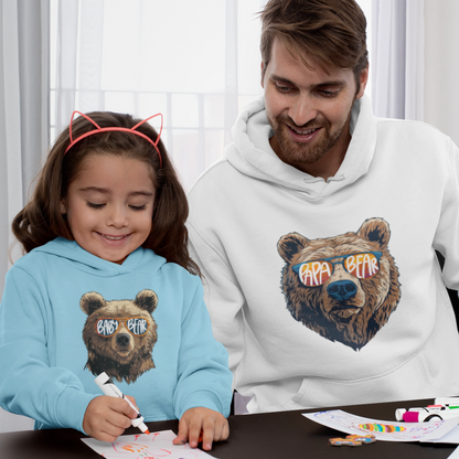 Hoodie Set - Papa Bear in Weiß | Baby Bear mit Farbwahl