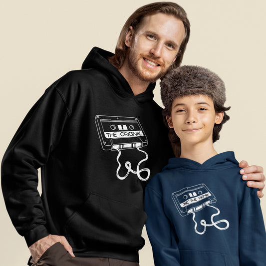 Hoodie Set | Papa - The Original in Schwarz | Kind - The Remix mit Farbwahl