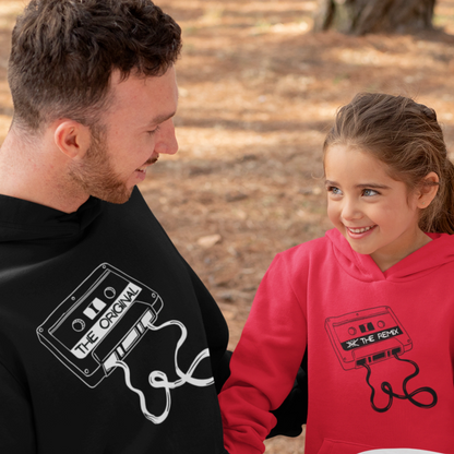 Hoodie Set | Papa - The Original in Schwarz | Kind - The Remix mit Farbwahl