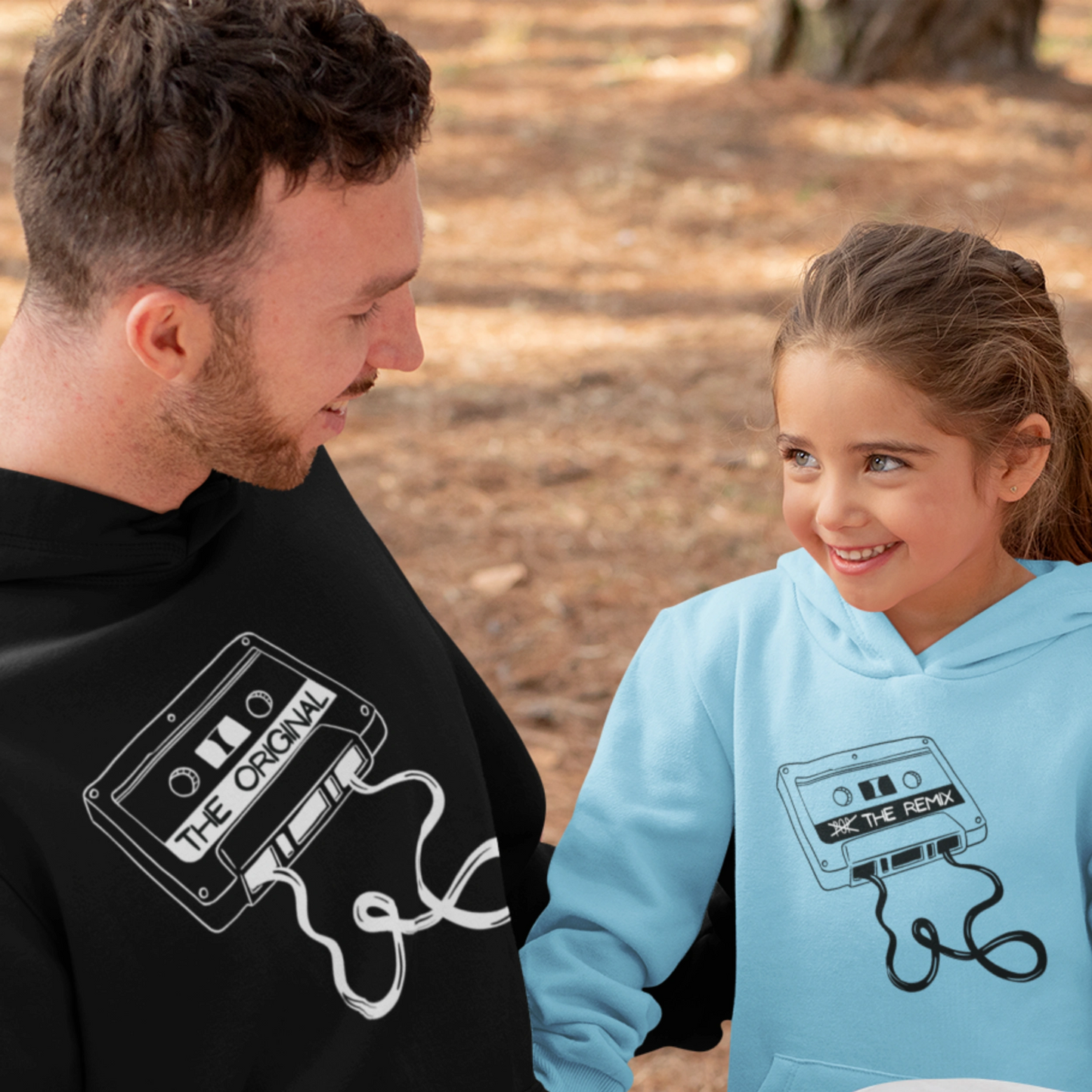 Hoodie Set | Papa - The Original in Schwarz | Kind - The Remix mit Farbwahl