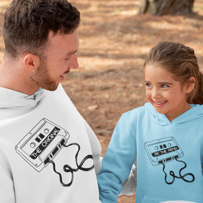 Hoodie Set | Papa - The Original in Weiß | Kind - The Remix mit Farbwahl